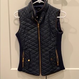 Navy faux leather quilted vest